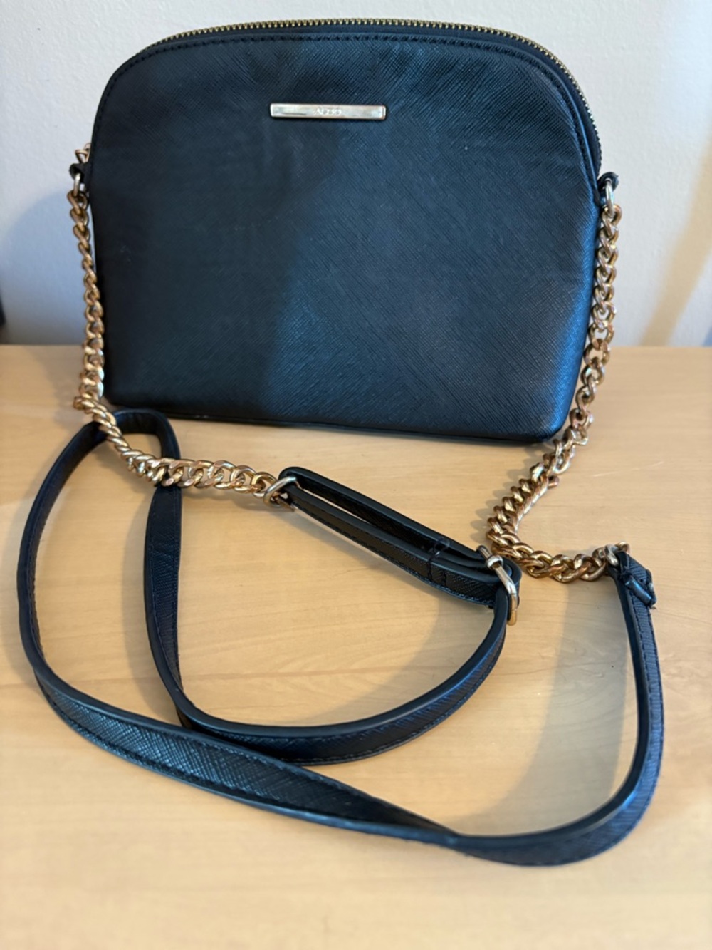 Aldo Black Crossbody Bag with Gold Chain